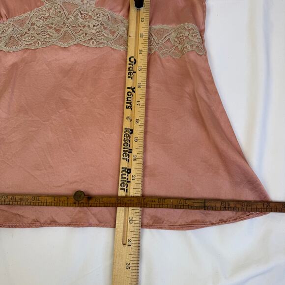 Y2K Leigh Bantivoglio Silk lace Camisole Tank L Pink Fairycore Romantic Vtg - Picture 14 of 14